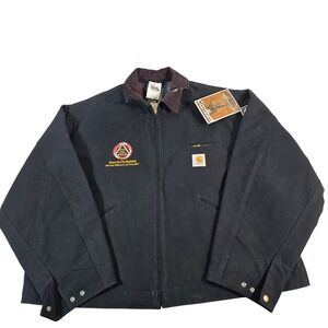 NWT VTG Carhartt J01 BLK Duck Detroit‎ Jacket Blanket Lined Black 56 3XL